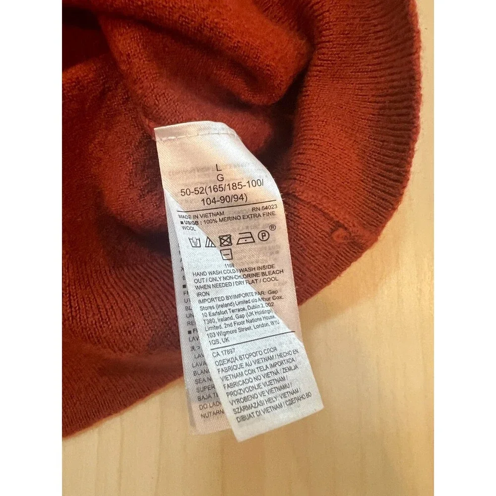 Banana Republic Men's Sweater Medium 100% Merino Wool Long Sleeve Brown orange